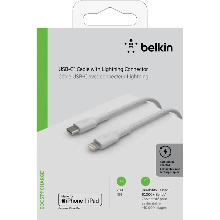 Belkin Lightning/USB-C Kabel ummantelt mfi 2m weiß – Bild 10