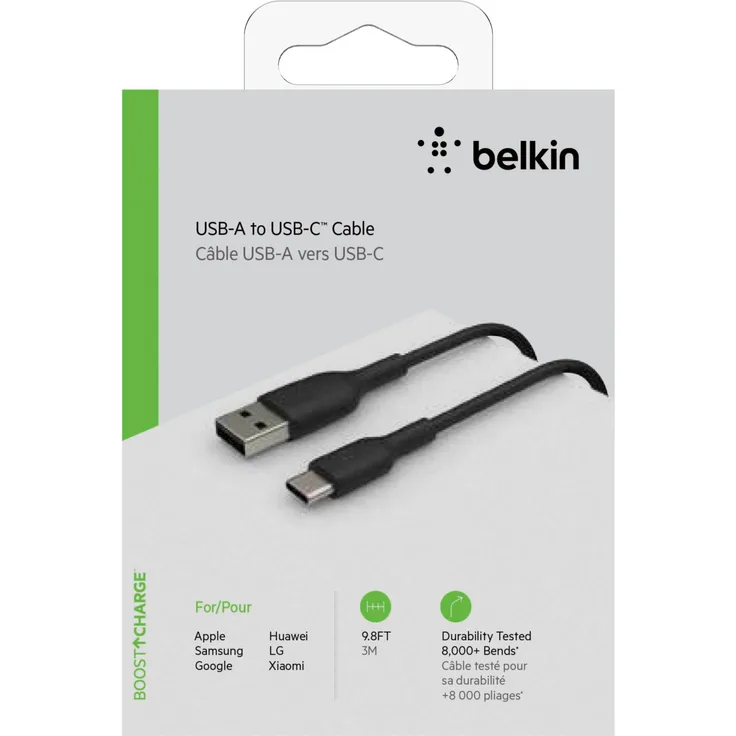 Belkin USB-C/USB-A Kabel PVC, 3m, schwarz
