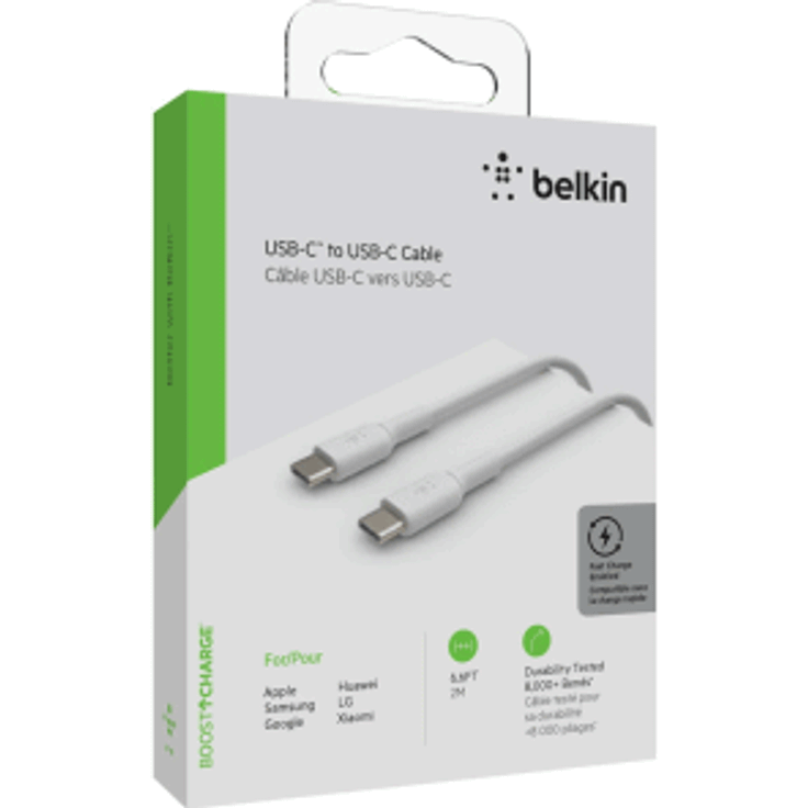 Belkin USB-C/USB-C Kabel PVC, 2m, weiß – Bild 3