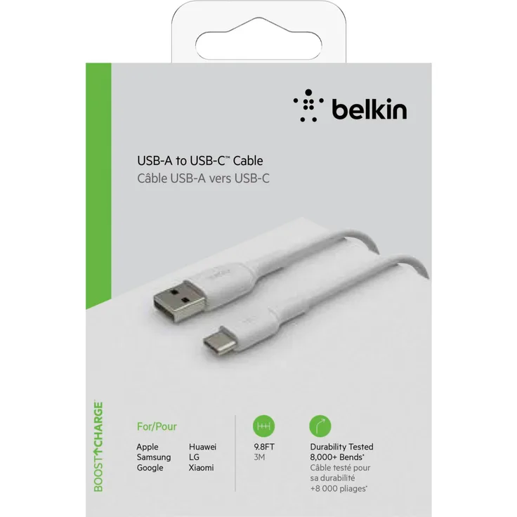 Belkin USB-C/USB-A Kabel PVC, 3m, weiß