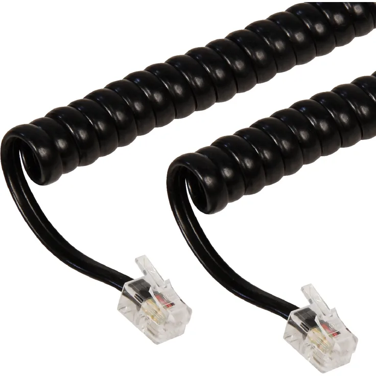 Telefonhörer-Spiralkabel McPower, RJ10-Stecker (4P4C) > RJ10-Stecker (4P4C), 2 m