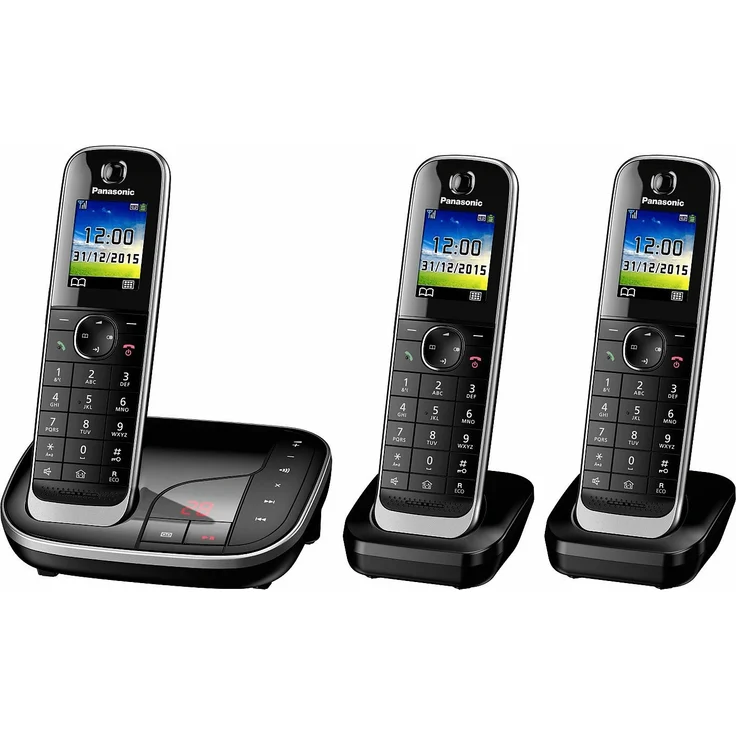 Panasonic KX-TGJ323GB Familien-Telefon mit Anrufbeantworter, Schnurloses Telefon mit 3 Mobilteilen, strahlungsarm, Anrufschutz, schwarz – Bild 2