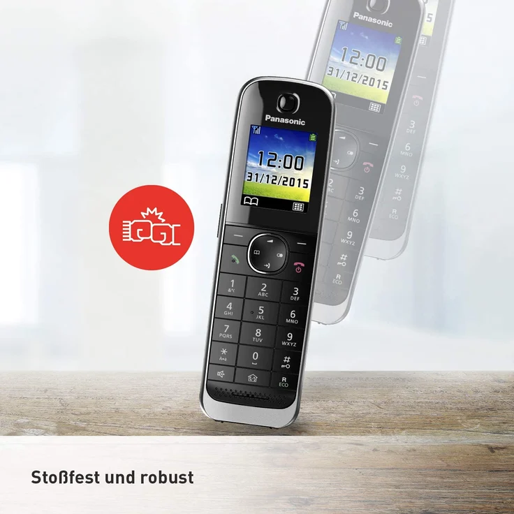 Panasonic KX-TGJ322GB Familien-Telefon mit Anrufbeantworter, Schnurloses Telefon DUO, Mobilteil, strahlungsarm, Anrufschutz, DECT Basisstation, schwarz – Bild 6