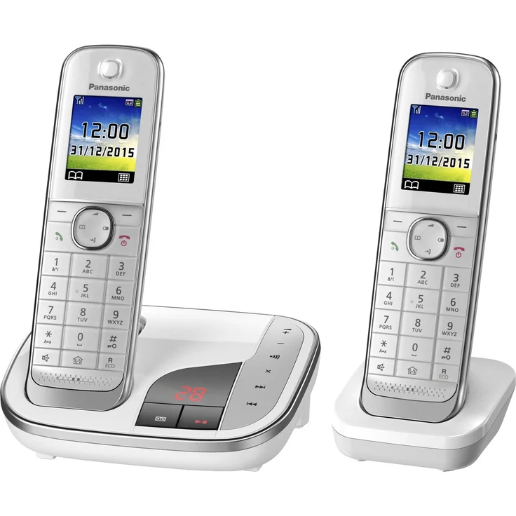 Panasonic KX-TGJ322GW Familien-Telefon mit Anrufbeantworter, Schnurloses Telefon DUO, strahlungsarm, Anrufschutz, DECT Basisstation, weiß – Bild 2