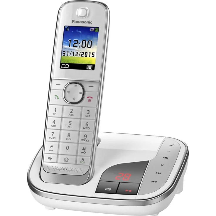 Panasonic KX-TGJ320GW Familien-Telefon mit Anrufbeantworter, Schnurloses Telefon, strahlungsarm, Anrufschutz, DECT Basisstation, Freisprechen, weiß – Bild 2