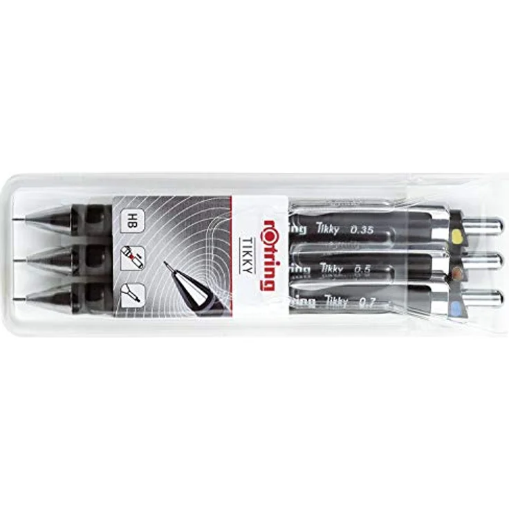 Rotring Druckbleistift Tikky S0801310, HB, schwarz, 0.35mm, 0.5mm, 0.7mm, 3 Stück – Bild 2