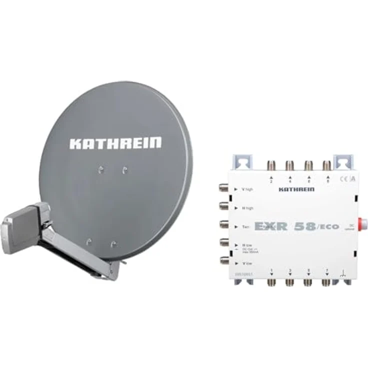 Kathrein HD Sat Anlage CAS 80 (75cm) in Anthrazit Grau + Quattro LNB & EXR 58/ECO - HDTV 1080p, 3D, Ultra HD 4K – Bild 1