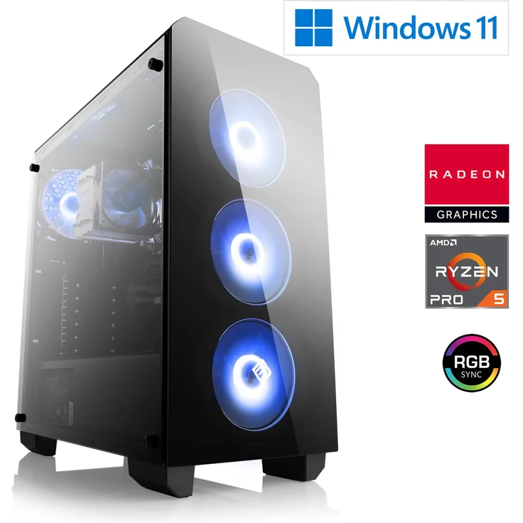 CSL-Computer Gaming PC M12920H, AMD Ryzen 5 Pro 5655G, 6x 3900 MHz, 32 Go DDR4 RAM, M.2 SSD 1000 GB, Windows 11 Home