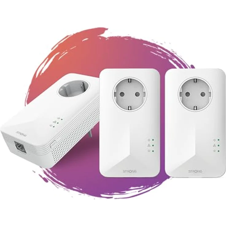 STRONG Powerline 1000 Triple Pack, PowerLAN-Adapter Set mit 3 Stück, 100 Mbit/s, Hochgeschwindigkeits-Netzwerk für das ganze Haus, Ethernet LAN Anschluss, Internetverbindung über Steckdose – Bild 1