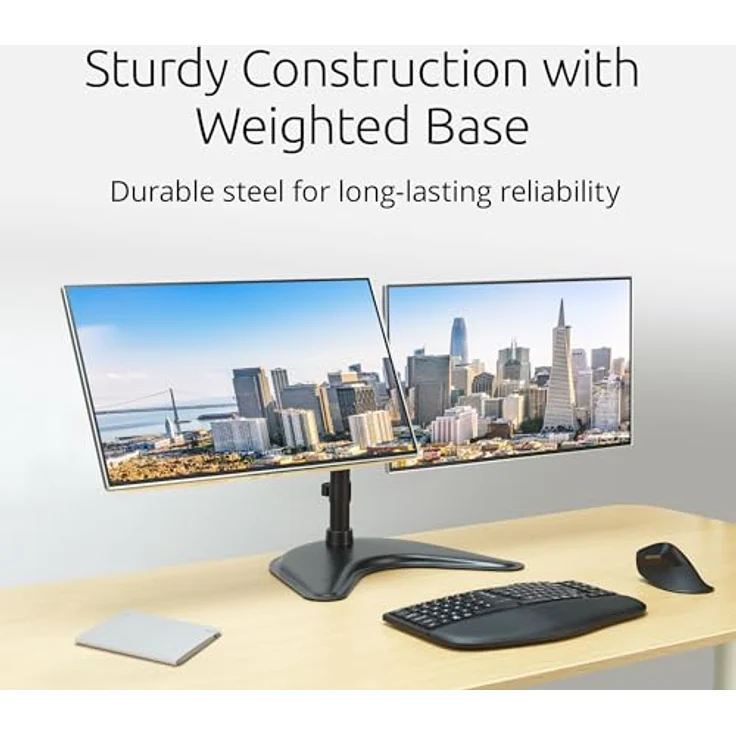 Kensington SmartFit Ergo Dual-Monitorhalterung, freistehend für 2 Bildschirme bis 27 Zoll, 10 kg, Schnellentriegelungsgriff, Silikon-Pad für Telefon/Tablet – Bild 3