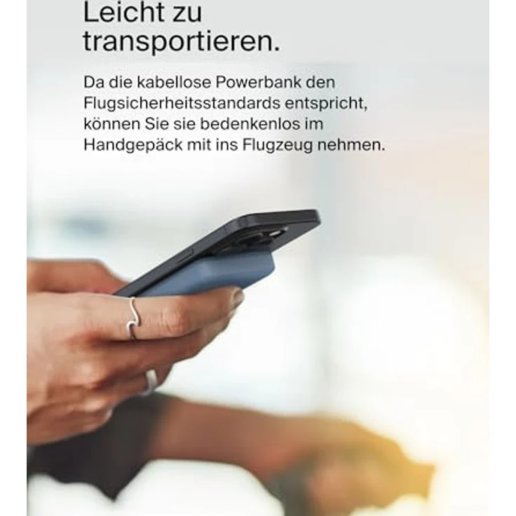 Belkin BoostCharge Pro 5000mAh kabellose Powerbank mit Qi2 und MagSafe, tragbares Ladegerät mit integriertem Ständer für iPhone 16, 15, 14, 13, 12 – Blau – Bild 4