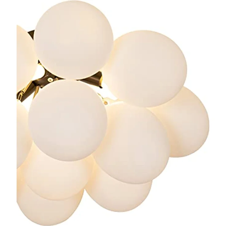 Qazqa - Design Art-Deco-Deckenleuchte Uvas Schwarz mit Opalglas 4-flammig - LED geeignet G9 – Bild 3