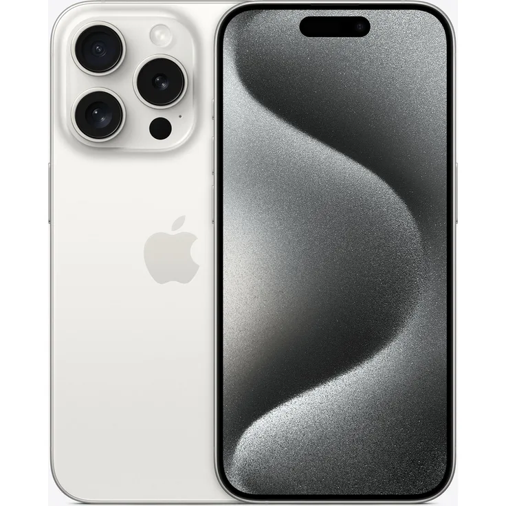 Apple iPhone 15 Pro 5G Smartphone 15,494cm (6,1 Zoll) OLED-Display, 256 GB interner Speicher, iOS 17, Titan Weiss