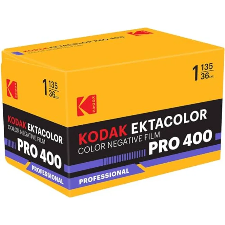 KODAK Eastman Ektacolor Pro 400, Farbnegativfilm 35-mm-Format, 36 Exposures, ISO 400, feines Korn, hohe Schärfe, natürliche Hauttöne