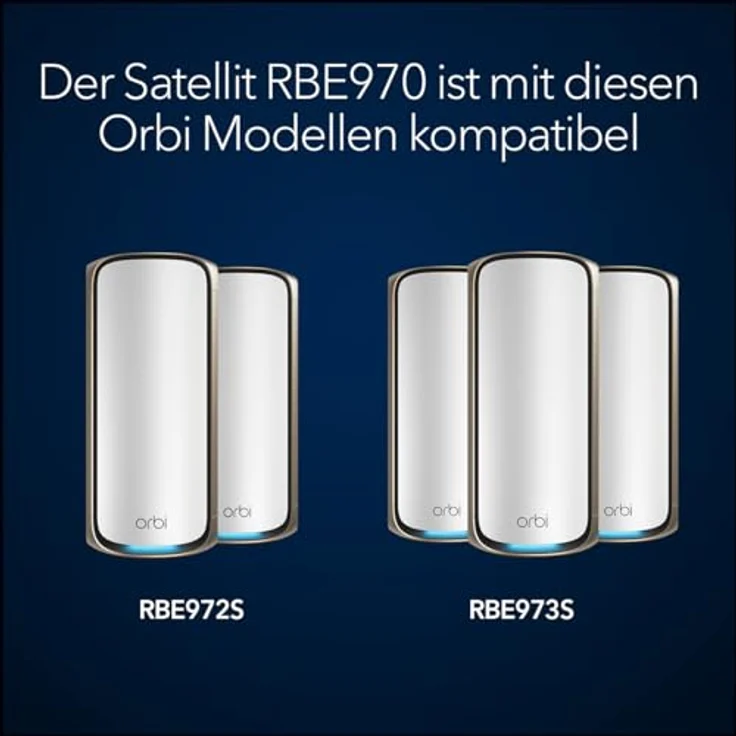 NETGEAR Orbi 970-Serie Quad-Band WiFi 7-Mesh-Zusatzsatellit (RBE970) - kompatibel mit Orbi RBE962S und RBE963S, bietet zusätzliche Abdeckung von bis zu 220 m², BE27000 802.11be (bis zu 27 GBit/s) – Bild 4