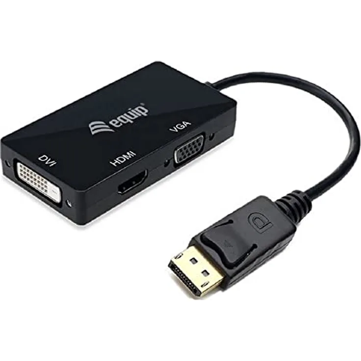 Equip 133441 Displayport zu VGA/HDMI/DVI Adapter, maximale Auflösung 1920 x 1200 @ 144 Hz, schwarz