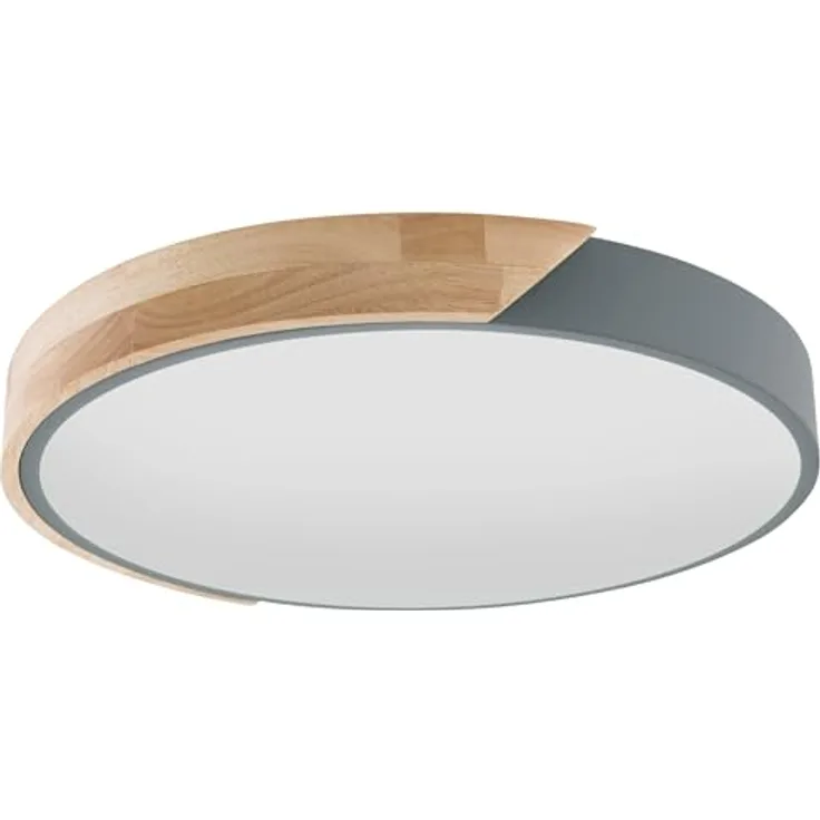Näve Leuchten LED Deckenleuchte Borneo aus Eiche und Metall - 3000K, 630lm, 12W - Grau, 31 cm