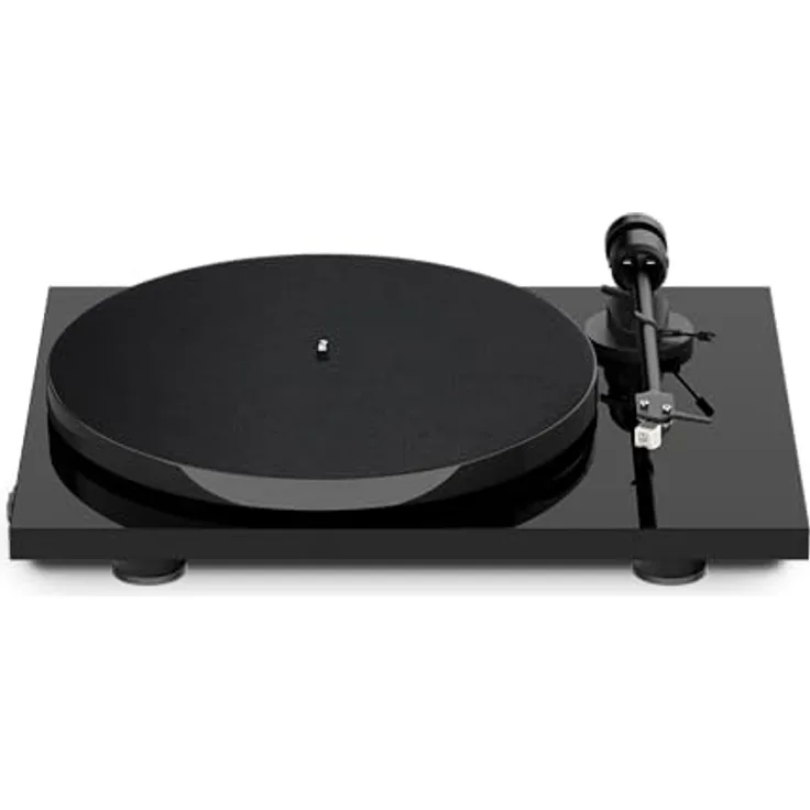 Pro-Ject E1, Plug & Play Plattenspieler mit elektronischer Geschwindigkeitsumschaltung, voreingestellter Auflagekraft und Anti-Skating, Schwarz