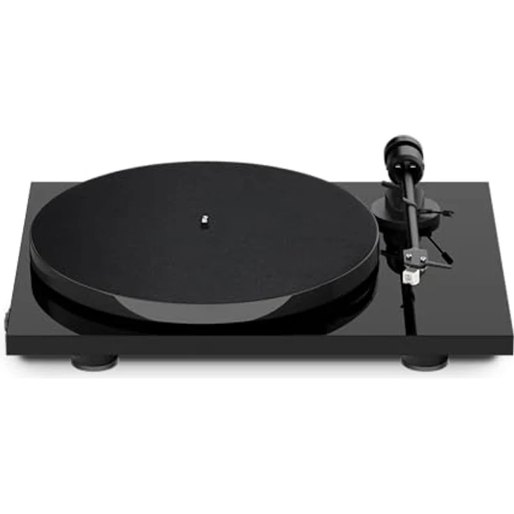 Pro-Ject E1, Plug & Play Plattenspieler mit elektronischer Geschwindigkeitsumschaltung, voreingestellter Auflagekraft und Anti-Skating, Schwarz – Bild 1
