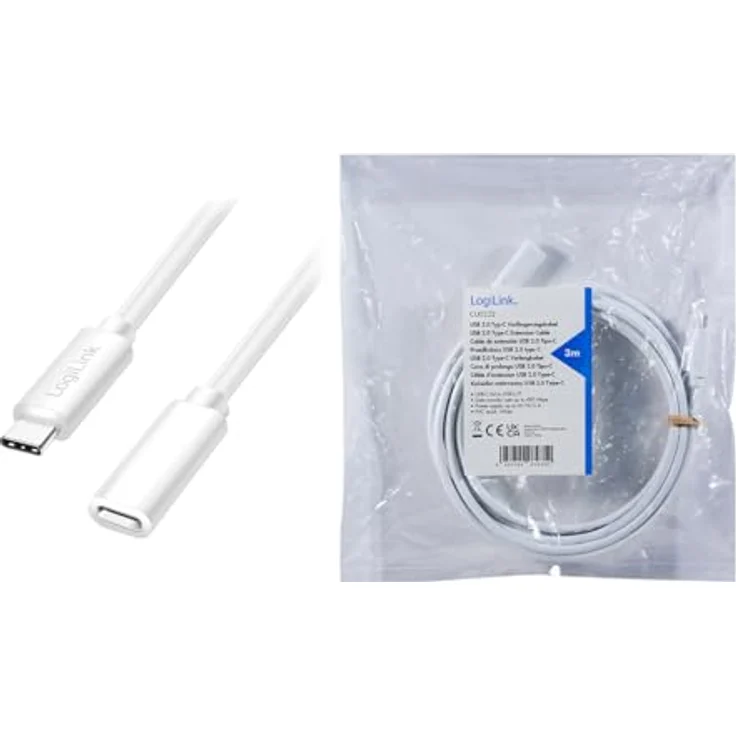 Logilink CU0222 - USB 2.0 Typ-C Verlängerungskabel mit PD Unterstützung (PowerDelivery), 3m, Weiß – Bild 5