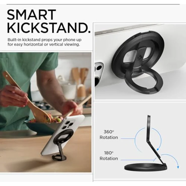 Spigen O-Mag MagFit MagSafe Ring, Handy Magnet Halterung und Flaschenöffner, kompatibel mit iPhone 16/15/14/13/12 Pro Max und Samsung Galaxy S25, Schwarz – Bild 5