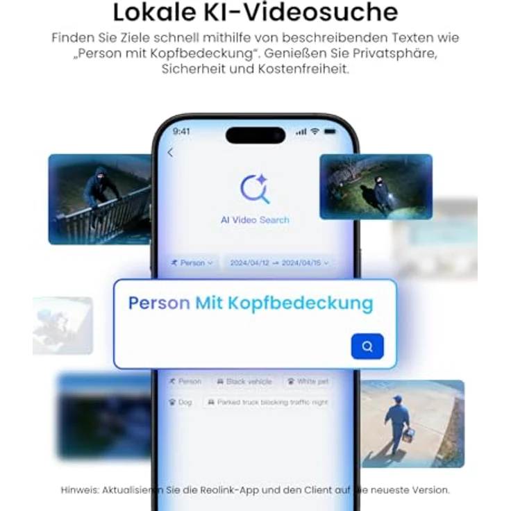 Reolink TrackFlex Floodlight WiFi, 4K Wi-Fi 6 PTZ Überwachungskamera mit 3000 Lumen Flutlicht, Auto-Tracking-Zoom, 270° PIR-Erkennung, WLAN Kamera für Outdoor mit Lokaler KI-Videosuche – Bild 5