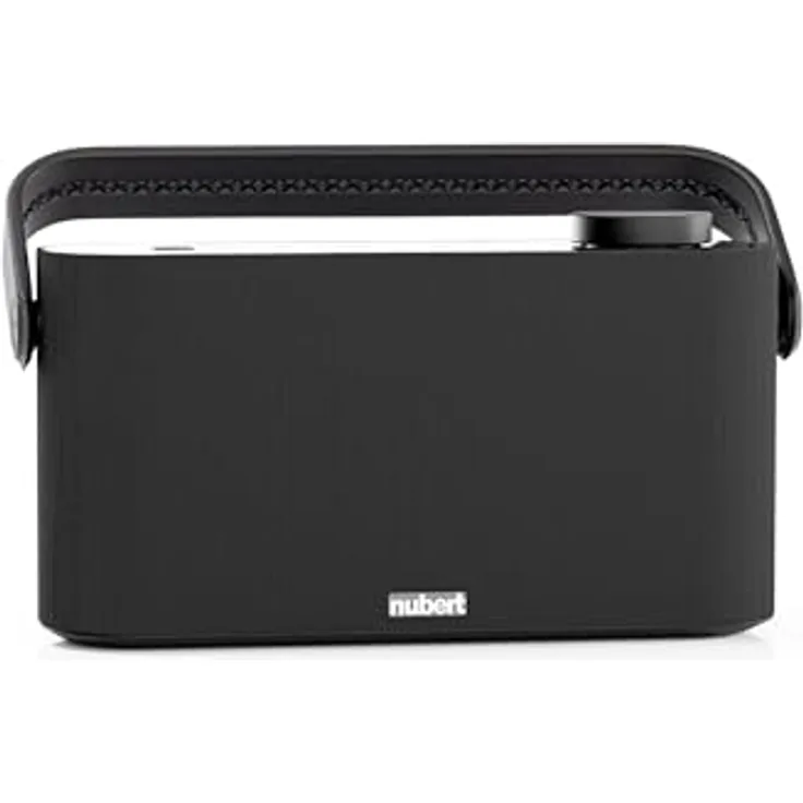 Nubert nuGo! ONE+ | Bluetooth-Lautsprecher Schwarz | Akku für 24h Laufzeit | Integriertes Radio mit DAB+ und UKW/FM | 2,9" IPS-Display | IPX5 Spritzwasserschutz | Mit Tragegriff