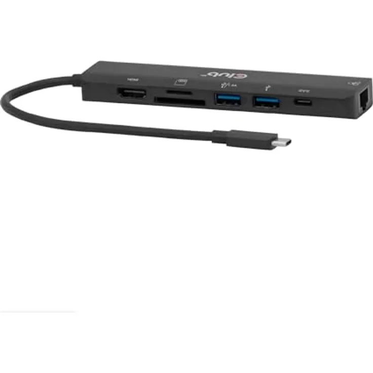 club3D CSV-2553, USB-C® Dockingstation mit 7 Ports, HDMI™, 2x USB-A, Gigabit Ethernet und integriertem Kartenleser, Power Delivery bis 100W