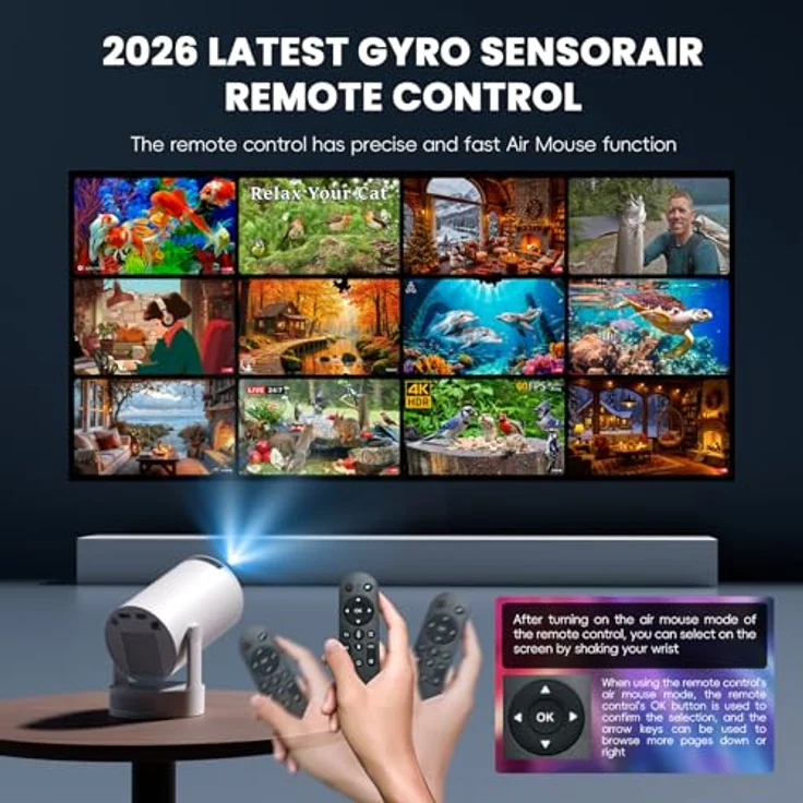 wowlink W210 Mini Beamer, 4K Smart Projektor mit 1080P FHD, WiFi 6, Bluetooth 5.4, Auto Keystone Korrektur, tragbar, leichtes Gewicht, weiß – Bild 7