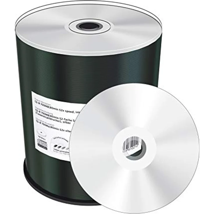 MediaRange CD-R 700MB, 80 min, 52x, silber, vollflächig bedruckbar, 100er Cakebox – Bild 2