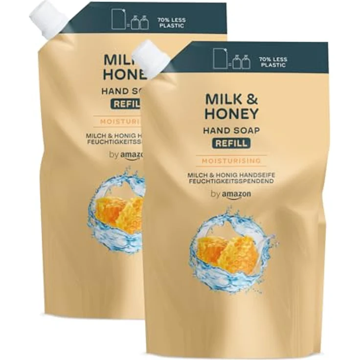 by Amazon Milk & Honey Handseife Nachfüllpack, 2 x 1000 ml, feuchtigkeitsspendend, dermatologisch getestet – Bild 1