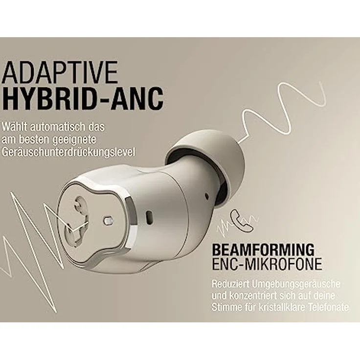 Fresh 'n Rebel Twins Elite, kabellose In-Ear-Bluetooth-Kopfhörer mit Adaptive Hybrid Noise Cancelling, Personal Sound by Audiodo, Mulitpoint Bluetooth, ENC-Mikrofon, 29 h Spielzeit (Silky Sand) – Bild 4