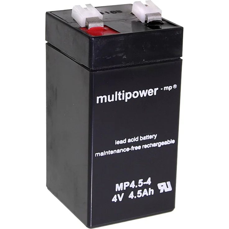 Multipower MP4,5-4 A960445 Bleiakku 4V 4.5Ah AGM, wartungsfrei, Flachsteck, kompaktes Format (48 x 100 x 52mm)
