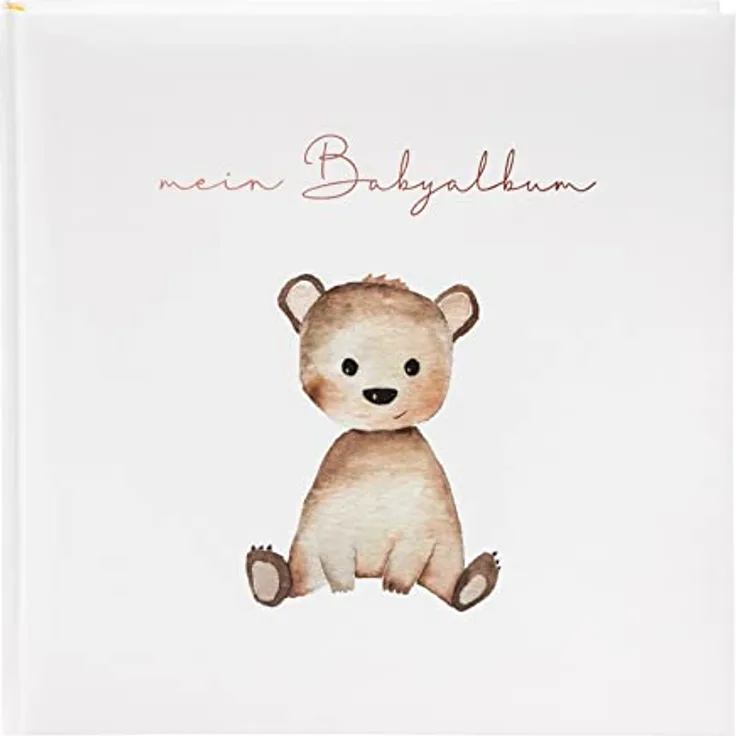 goldbuch 24 458 Fotoalbum Teddybär Foto Album 60 weiße Seiten für 120 Bilder, Babyfotobuch Beige 25 x 25 x 4 cm