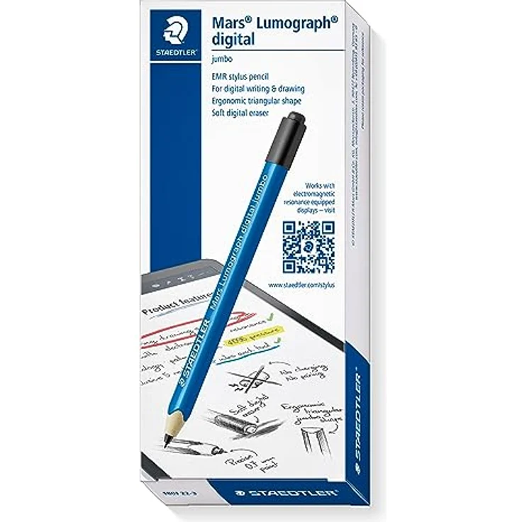Staedtler Mars digital Jumbo 180J 22. EMR Stylus mit weichem digitalen Radierer. Eingabestift für digitales Schreiben, Zeichnen und Radieren auf EMR Touchscreens (4.096 Druckstufen, 0.7 mm Spitze) – Bild 2