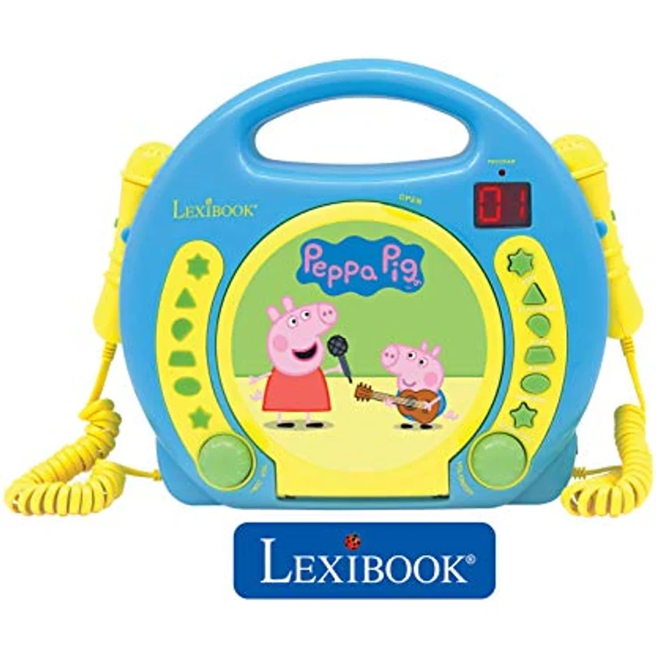 Lexibook Peppa Wutz Schorsch CD-Player mit 2 Spielzeug-Mikrophonen, Kopfhöreranschluss, Batteriebetrieben, Blau, RCDK100PP – Bild 2