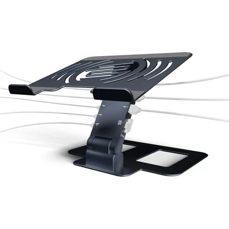 Reloop Stand Hub Pro, Laptop-Ständer und 10-in-1-Multimedia-Hub mit Power Delivery, Aluminium-Design