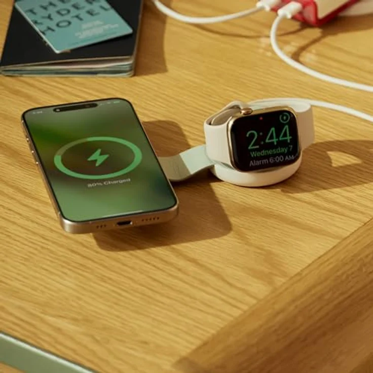 Twelve South Butterfly SE 2-in-1 Qi2 Reise-Ladegerät für iPhone, Airpods und Apple Watch, Weiß - Kabelloses Reise-Ladegerät für iPhone und Apple Watch, kompatibel mit MagSafe, ultrakompakt zusammenklappbar – Bild 3