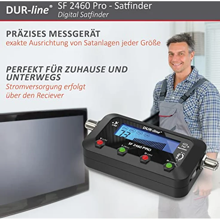 DUR-line SF 2450 W - Satfinder - Messgerät mit Gummi-Schutzhülle zur exakten Justierung Ihrer Digitalen Satelliten-Antenne - mit hoher Eingangsempfindlichkeit - inkl. F-Kabel und ausführlicher deutscher Anleitung – Bild 5