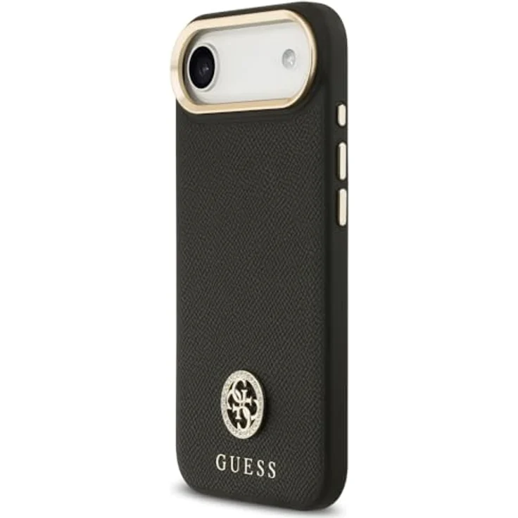 CG MOBILE Guess Grained Strass Logo Schutzhülle für iPhone 17 Air, kompatibel mit MagSafe, schwarz, TPU/PC/Kunstleder – Bild 2