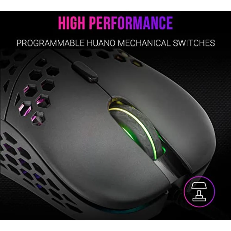 MARSGAMING Mars Gaming MM55 Schwarz, RGB Chroma Gaming Maus, Ultraleichtgewicht 55g, 12800 DPI, HUANO Mechanische Switches – Bild 4