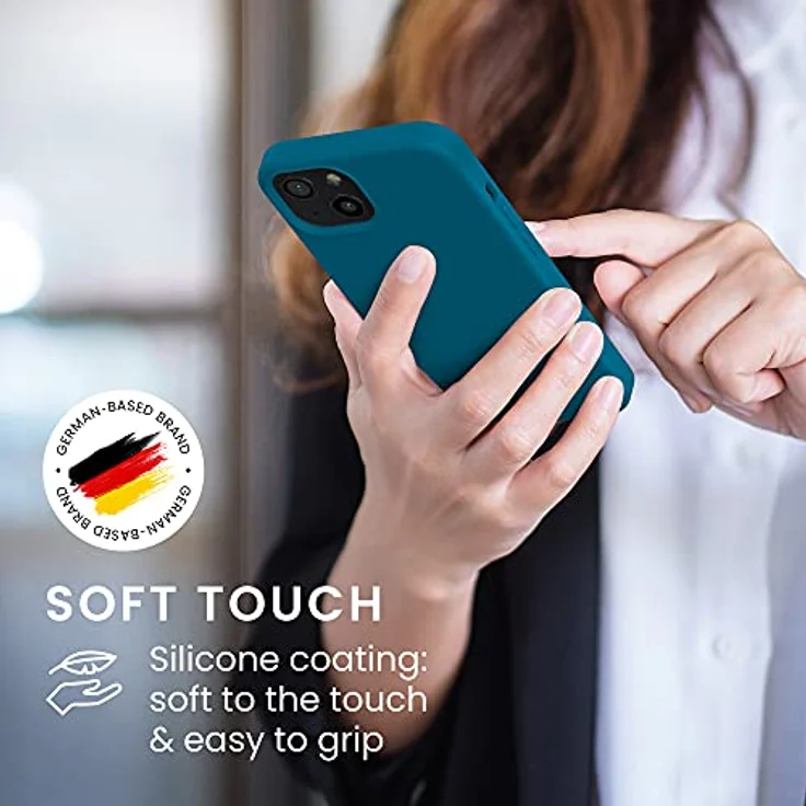 kwmobile iPhone 13 Hülle, Silikon Case in Karibikblau, flexibel und rutschfest, kompatibel mit kabellosen Laden – Bild 4