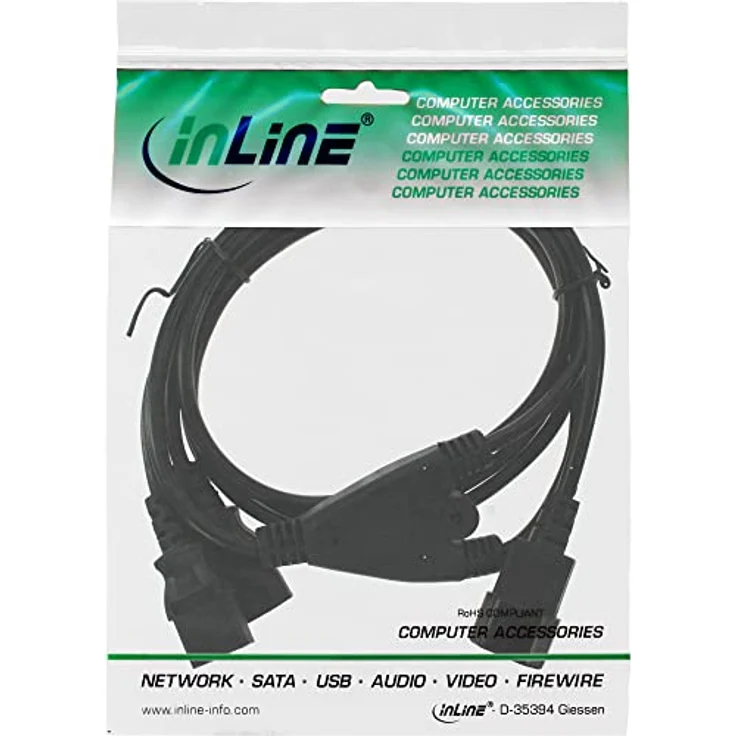 InLine 16657K Netz-Y-Kabel, Kaltgeräte, 1x IEC-C14 auf 2x IEC-C13, 3m – Bild 3