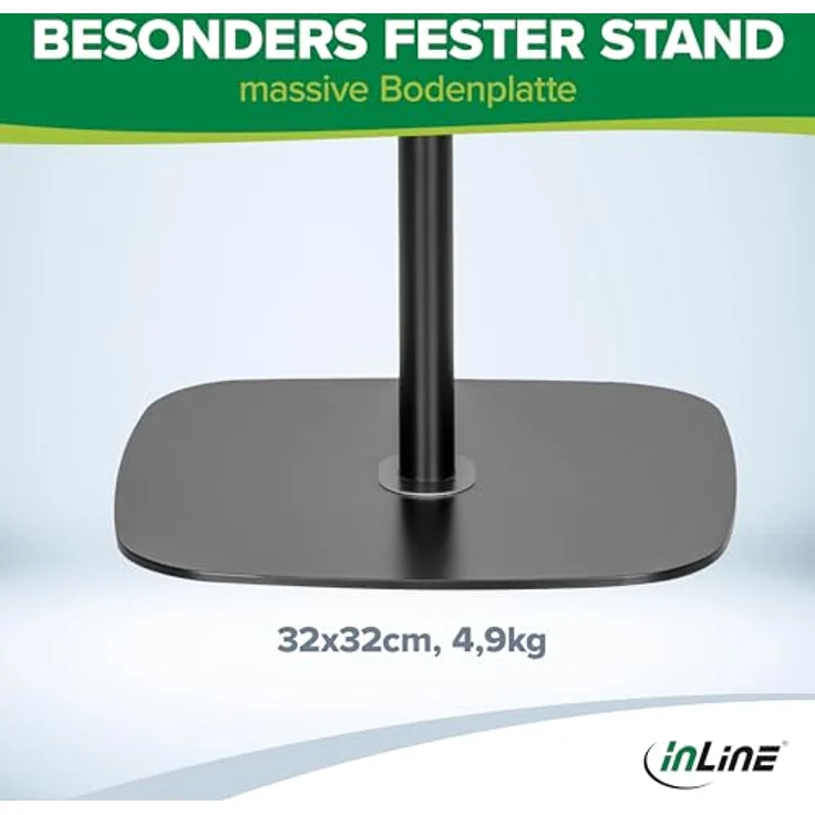 InLine Tablet Halterung mit Bodenplatte aus Metall, höhenverstellbar bis 1,63m, universell bis 12,9", schwarz – Bild 3