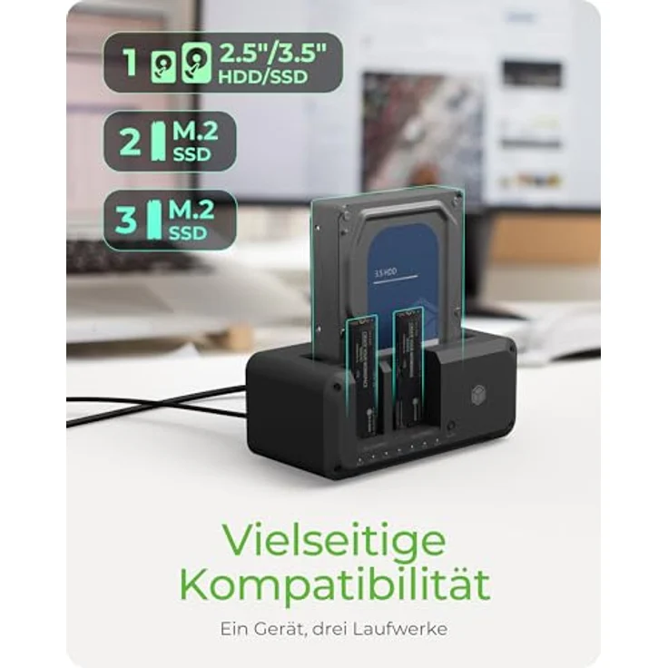 ICY BOX HDD / M.2 NVMe SSD Docking Station USB 3.2 Gen 2 (10 Gbit/s), Zweiwege Klonen, IB-2924MSCL-C31 – Bild 3