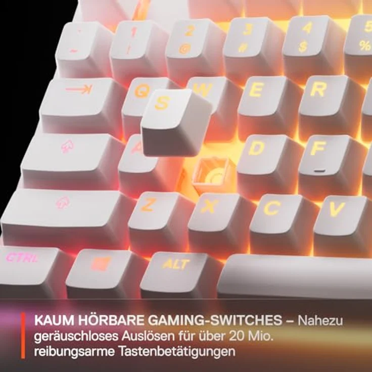 SteelSeries Apex 3 TKL White, RGB Gaming-Tastatur mit 8-Zonen-Beleuchtung, wasser- und staubresistent, flüsterleise Gaming-Switches, US Layout QWERTY – Bild 5