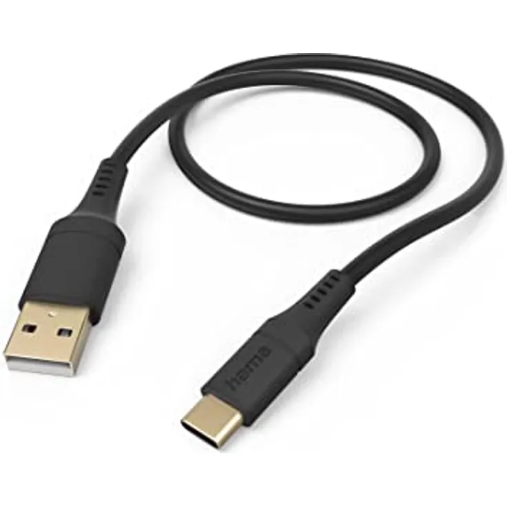 Hama Ladekabel Flexible, USB-A - USB-C, 1,5 m, Silikon, Schwarz