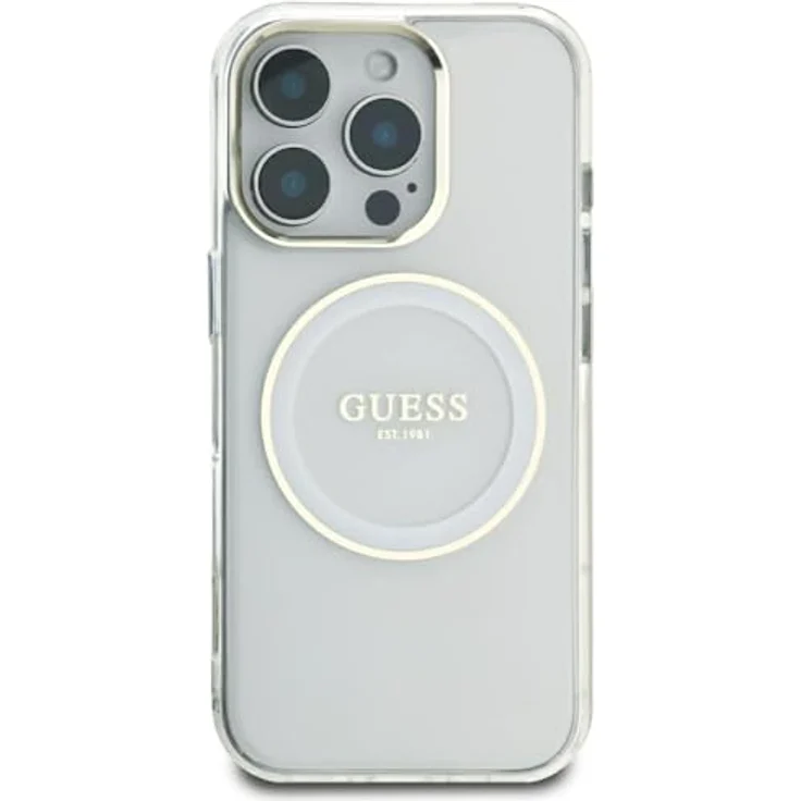 CG MOBILE Guess IML Metal Colored Circle Classic Logo Hülle, kompatibel mit MagSafe für iPhone 16 Pro Max, Weiß, Hartschalenkoffer aus TPU/PC – Bild 3