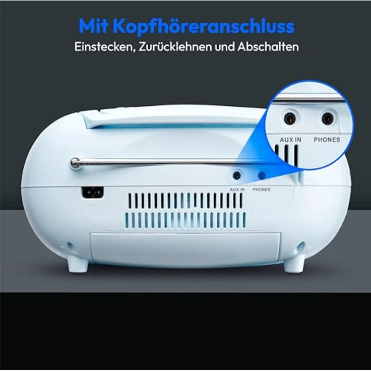 Medion® Radio E66476, tragbar mit AM- / FM-Tuner, 22 W, blau – Bild 6