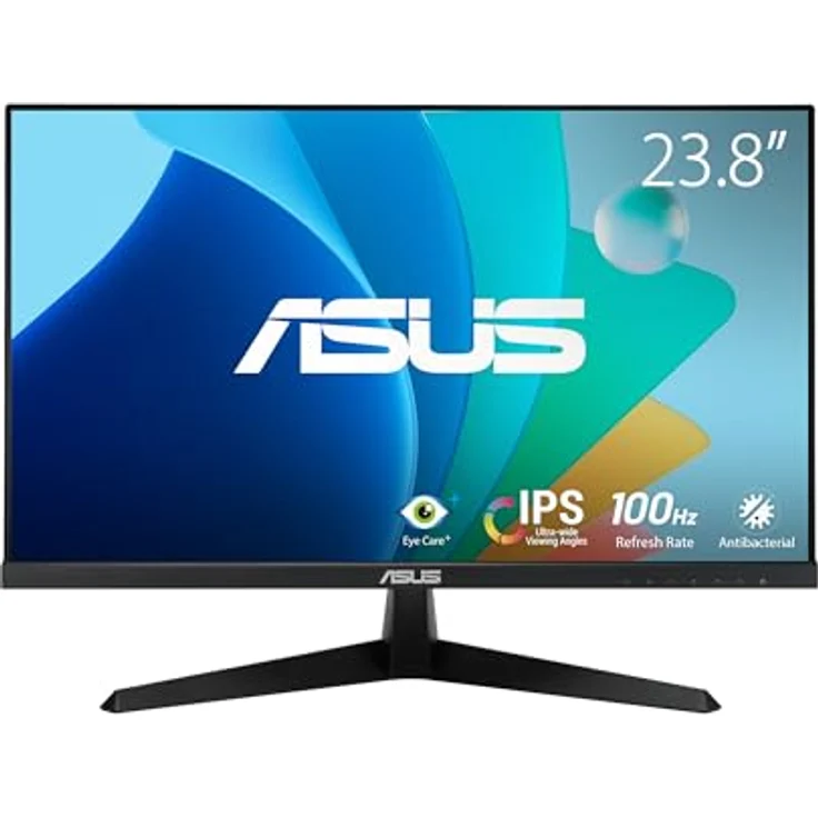 ASUS Eye Care VY249HF - 24 Zoll Full HD Monitor - 100 Hz, 1ms MPRT, AdaptiveSync - IPS Panel, Vesa 100x100, 16:9, 1920x1080, HDMI, antibakterielle Behandlung - Schwarz – Bild 1